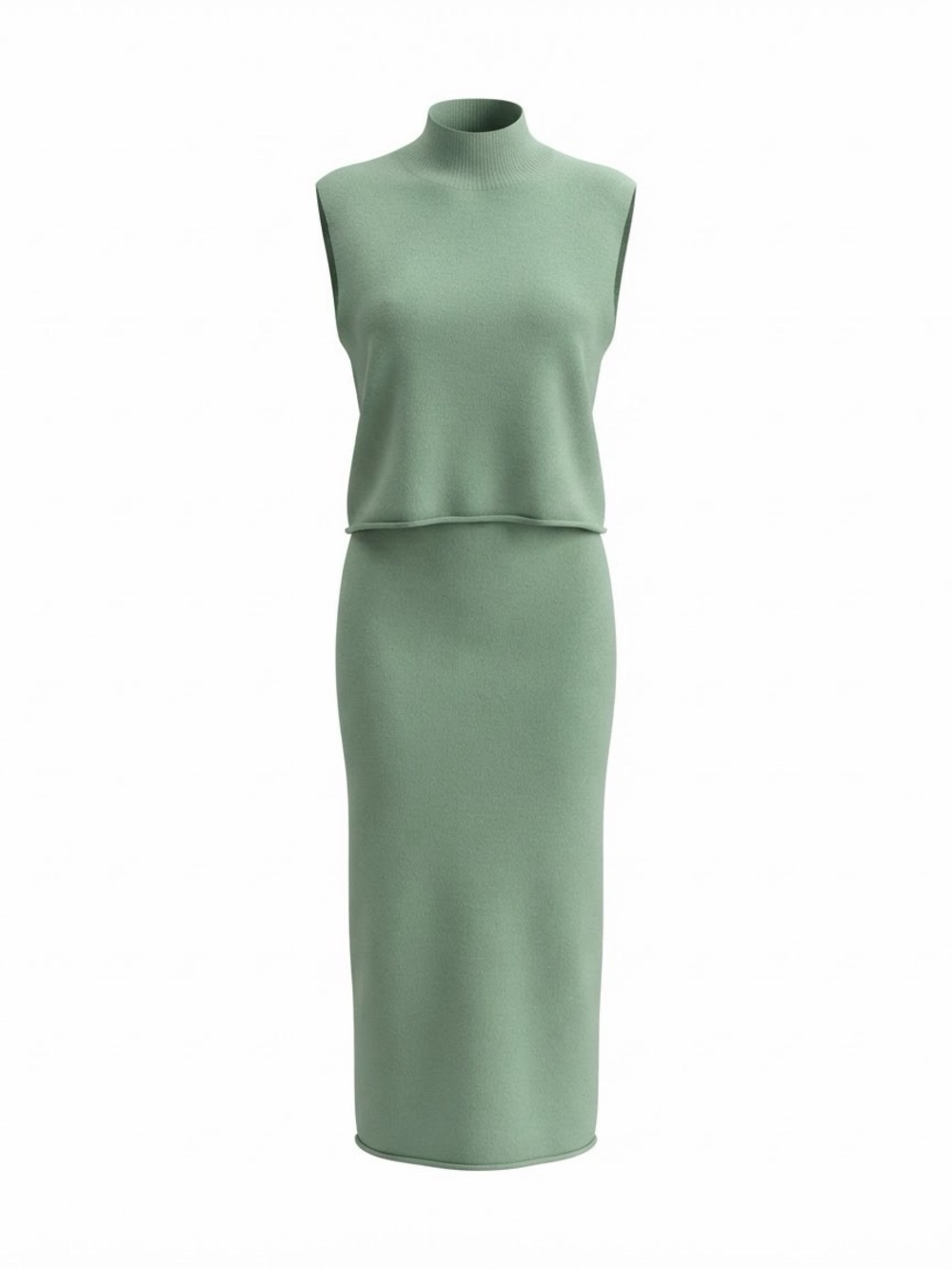 By Together Sleeveless Mock Neck Maxi Skirt Set in Sage